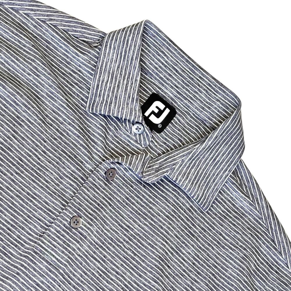 FJ FootJoy Golf Polo Shirt Men’s Medium Heather Gray & White Performance Stretch - Picture 5 of 11